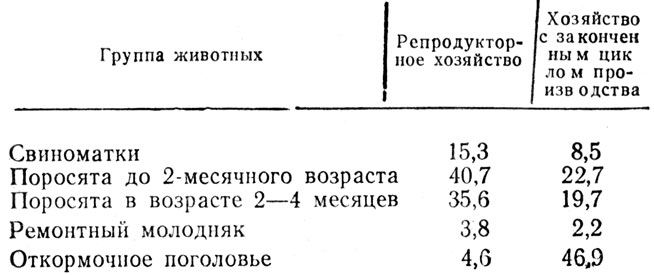 Таблица 20. Структура стада (по рекомендации Полтавского научно-исследовательского института свиноводства), %